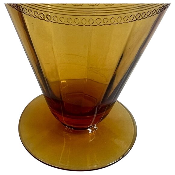 Vintage Amber Depression Glass Drinking Pedestal Cone Shape Geometric Design - Picture 6 of 6